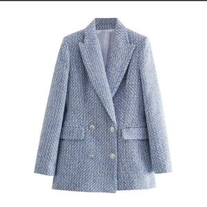 Zara Blue Long Sleeve Blazer
